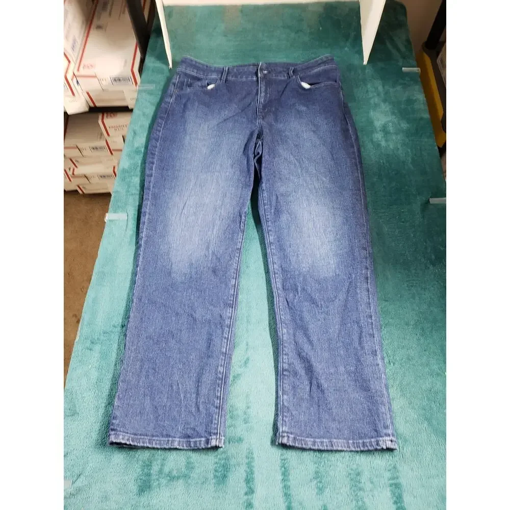 Ann Taylor Jeans Size 12 Women Blue Pants Denim Stretch Mid Rise Straight Ankle